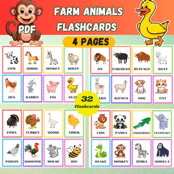 Farm Animals Flashcards by WAFA CREATIONS | TPT