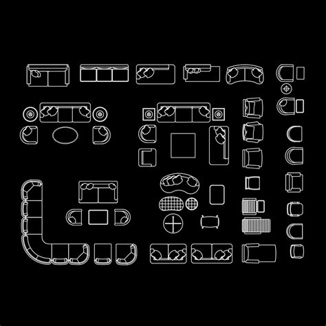 Bloques Sala De Estar Living En Bim Por Catálogo Arquitectura