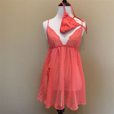 Victoria S Secret Intimates Sleepwear Vs Very Sexy Coral Lingerie Babydoll Panty Poshmark