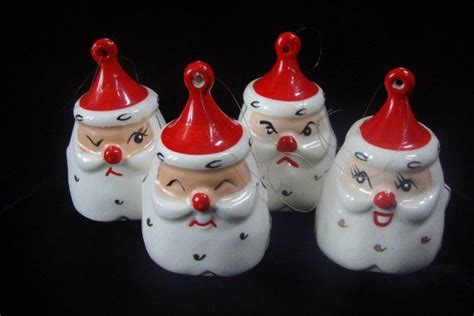 Holt Howard Santa Bell Ornaments Set Of Four Etsy