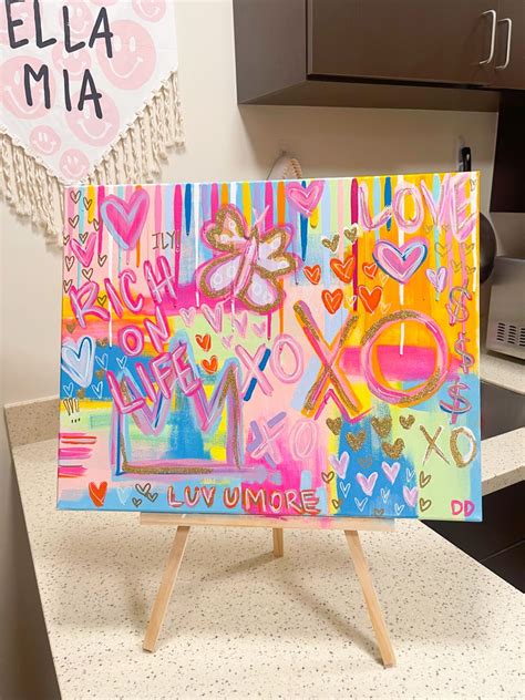 Abstract Preppy Canvas Painting💖 Dorm Paintings Dorm Art Dorm Room