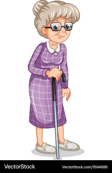 An Old Woman With A Cane Royalty Free Vector Image