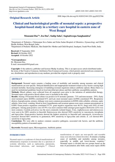 Pdf Clinical And Bacteriological Profile Of Neonatal Sepsis A Prospective Hospital Based