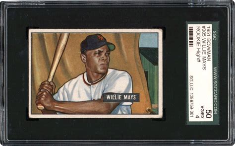 1951 Bowman 305 Willie Mays Rookie Card SGC VG EX 4