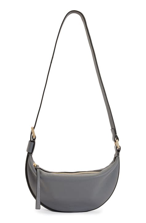 Allsaints Half Moon Leather Crossbody Bag In Black Lyst