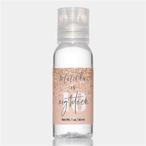 Girly Glitter Sparkle Modern 18th Birthday Party Hand Sanitizer Zazzle