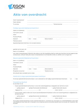 Invulbaar Online Aegon Akte Van Overdracht Aegonnl Faxnummer Email