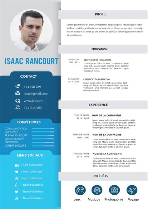 Cv Moderne Word Gratuit T L Charger Emploi Et Formation