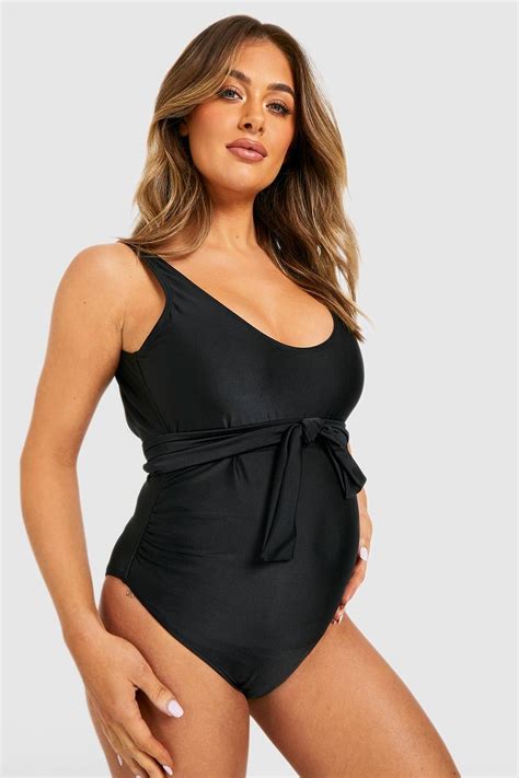 Womens Maternity Tie Waist Swimsuit Boohoo Uk