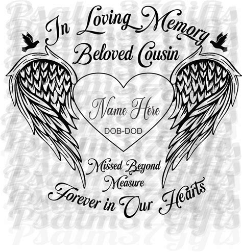 Beloved Cousin In Loving Memory Of Missed Beyond Measure Etsy