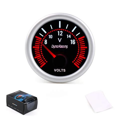 Dynoracing Mm Universal V Led Smoke Len V Voltage Gauge