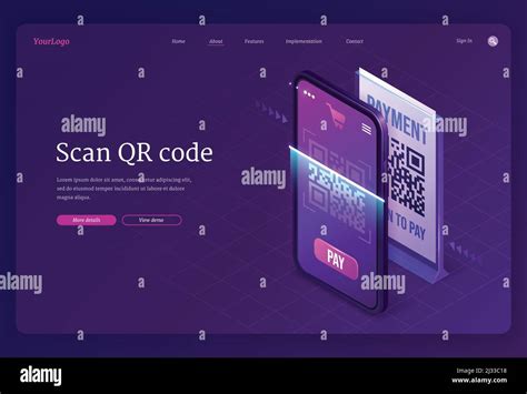 Scan Qr Code Verification Service Isometric Landing Page Machine