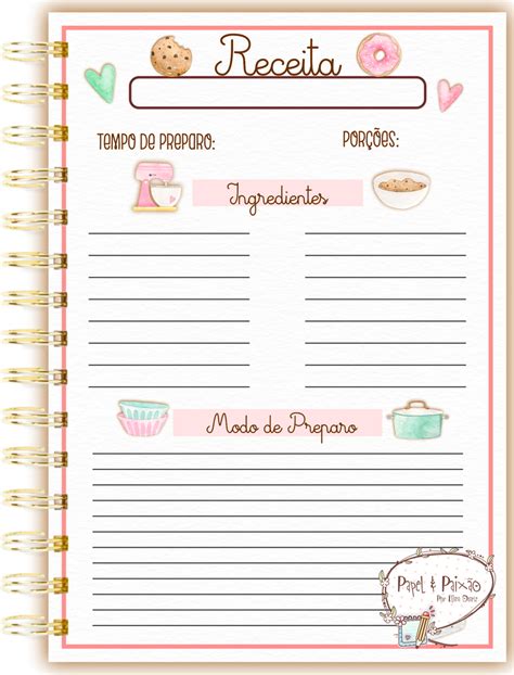 Caderno De Receitas Floral Modelo 4