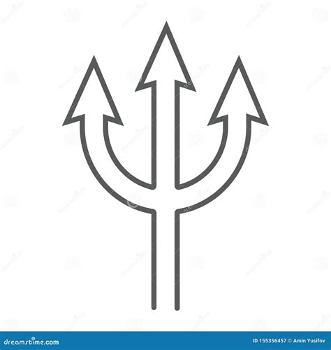 Trident Thin Line Icon Spear And Devil Pitchfork Sign Vector