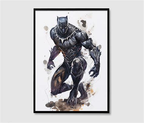 Black Panther Avengers Watercolor Art Print, Black Panther Avengers ...