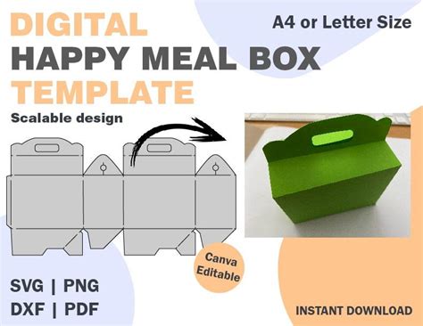 Happy Meal Box Template, SVG DXF PDF Png Formats, Happy Meal Paper ...