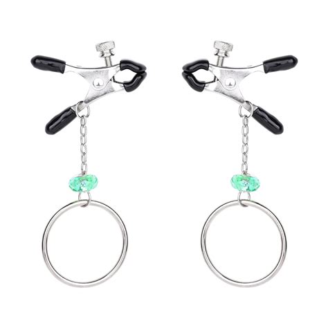 Sex Nipple Clamps With Chain And 1 Crystal Adjustable Nipple Clips To