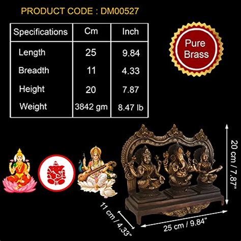 Buy Divya Mantra Laxmi Ganesh Saraswati Brass Idol For Home Puja Room