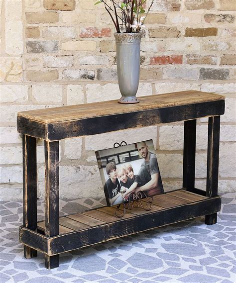 Black Distressed Wood Console Table Farmhouse Console Table Wood