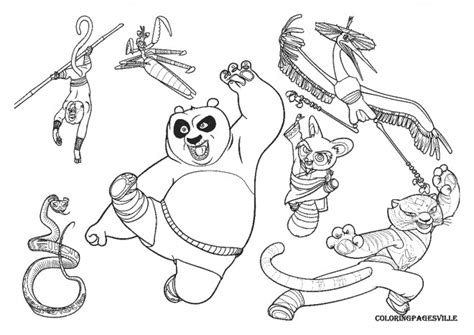 Coloriage Kung Fu Panda Po Et Ses Amis Dessin Gratuit A Imprimer Oiseau