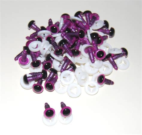 Pack Of 50 Pairs 10mm Raspberry Pink Glass Like Eyes With Plastic