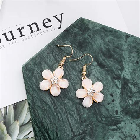 2018 New Elegant Pure Rhinestone Flower Drop Earring With Buckle