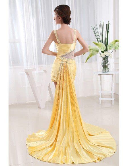 A Line Sweetheart Asymmetrical Satin Prom Dress With Beading Op