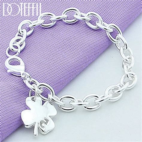 Doteffil Bracelet En Argent Sterling Avec Feuilles De Tr Fle Porte