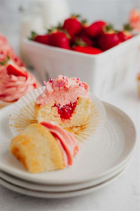 Strawberry Filled Cupcakes - Recipe by Alpine Ella