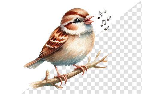 SpringSong Sparrow Watercolor Clipart Graphic By Design Store