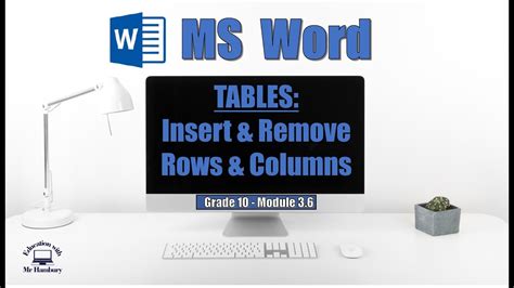 How To Insert And Remove Rows And Columns In Tables Word 2019 Tutorial Youtube