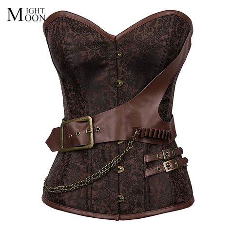 Moonight Brown Vintage Gothic Waist Trainer Corsets Plus Size Women