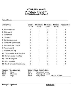 Outpatient Physical Therapy Berg Balance Scale - Small Business Free Forms