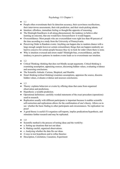 General Psychology Study Guide Psyc 111 General Psychology