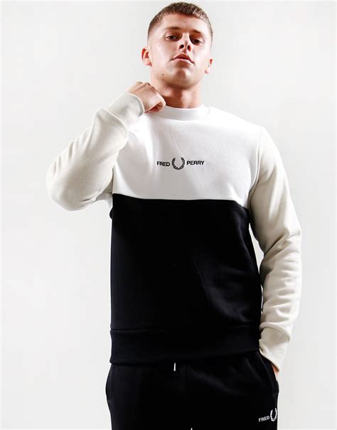 Fred Perry Colour Block Sweat Light Oyster Terraces Menswear