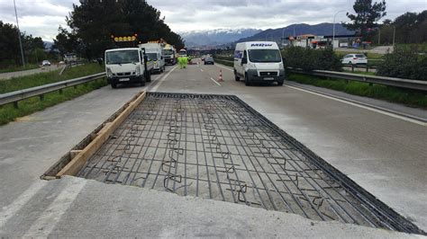 Reparaciones del firme de la autopista Y asturiana Hormigones España