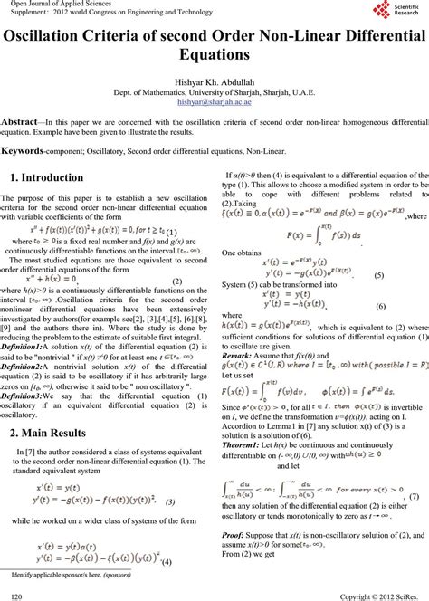 Oscillation Criteria Of Second Order Non Linear Differential Equations