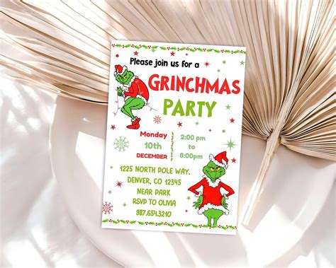 Editable Grinch Party Invitation Merry Grinchmas Invitation Christmas Eve Party Invite