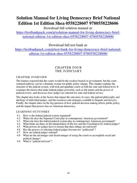 Living Democracy Brief National Edition 1st Edition Shea Solutions
