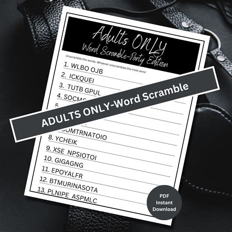 Word Scramble Adult Game Word Scramble Party Game Adult Only Games Naughty Games Adult Party