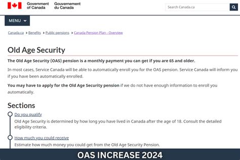 OAS Increase 2024 CAD 66500 To 68500 Payment Application Online