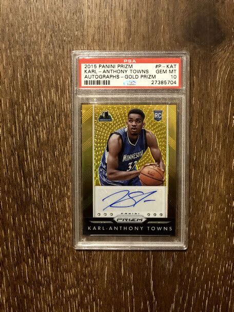 2015 16 Panini Prizm Karl Anthony Towns Rookie GOLD AUTO 10 PSA 10 POP