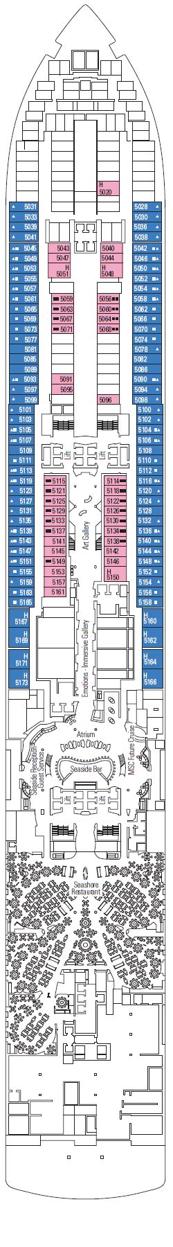 Croisières MSC Seaside plan de pont et avis de navires