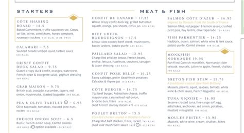 Cote Worcesters Full Menu Online