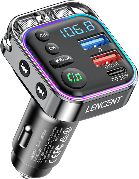 LENCENT Transmetteur FM Allume Cigare Bluetooth 5 3 Bluetooth Voiture