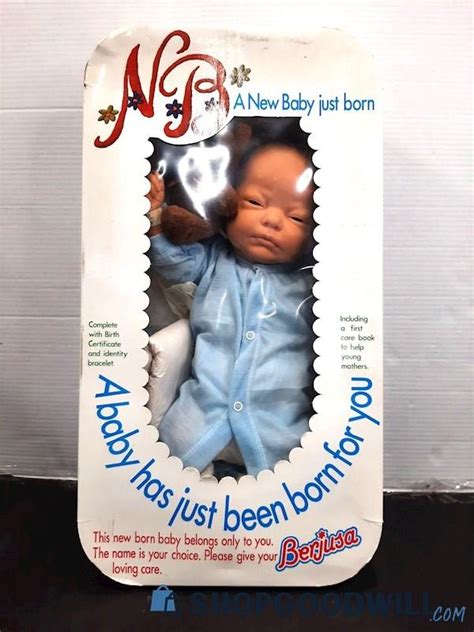 Vintage Berjusa New Born Baby Boy Doll In Box W Accessories