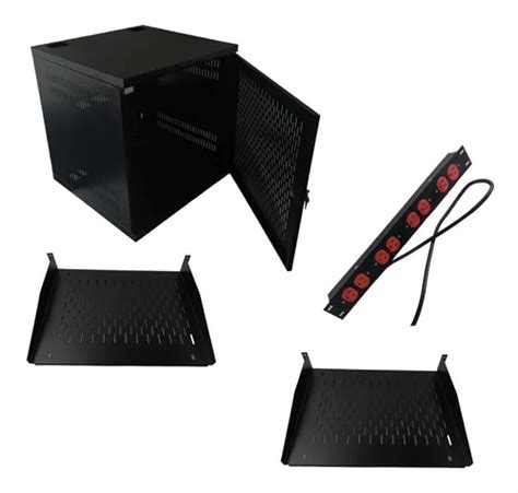 Gabinete Rack De 11ur 2 Bandeja 35 Cm Y Multitoma 8 Salida Envío gratis