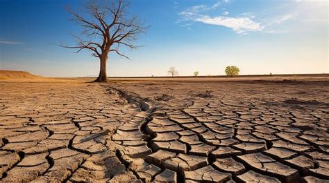 Rboles Muertos En La Tierra Seca Agrietada Met Fora Sequ A Crisis Del