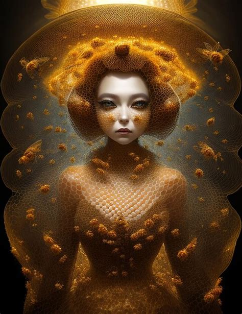 Premium Ai Image Queen Of Bee Portrait With Bees