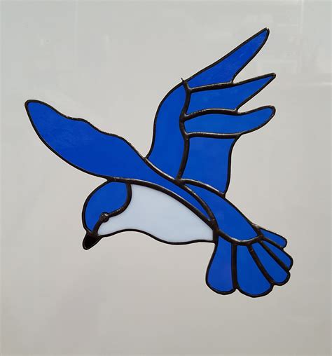 Stained Glass Suncatcher Soaring Blue Bird 302 Etsy Nederland